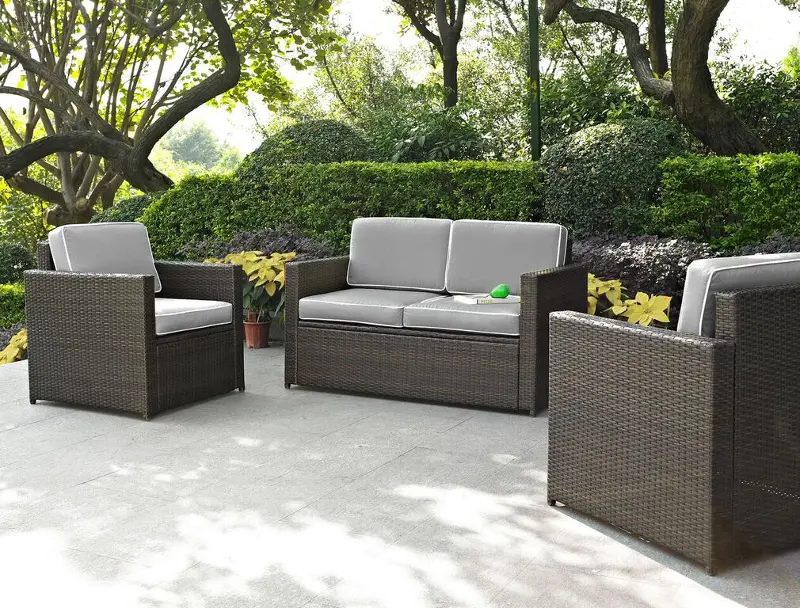 Palm Harbor Gray and Wicker 3 pc Patio Furniture Set