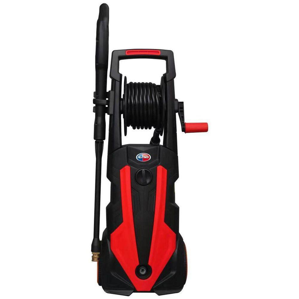 All Power 2000 PSI 1.6 GPM Red Electric Pressure Washer with Hose Reel for Buildings Walkway Vehicles and Outdoor Cleaning APW5006R