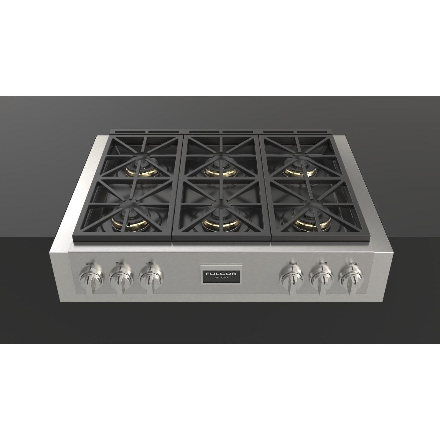 Fulgor Milano 36-inch Buit-in Gas Rangetop with 6 Burners F6GRT366S1