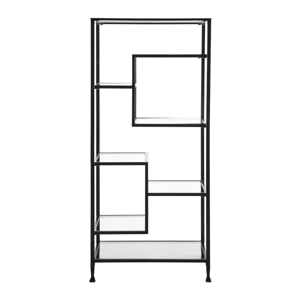 SEI Furniture Jensen Metal Asymmetrical Display Bookcase Etagere