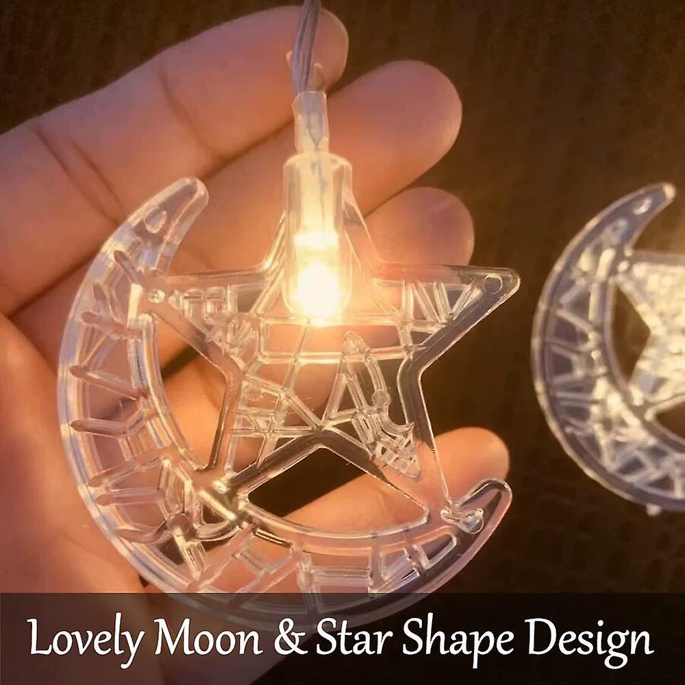 Moon Star Fairy String Lights， 9.84ft 20 Led Star Moon Decorative Lights For Home Garden Indoor Outdoor Wedding Party Holiday Bedroom Wall Decor， Rama