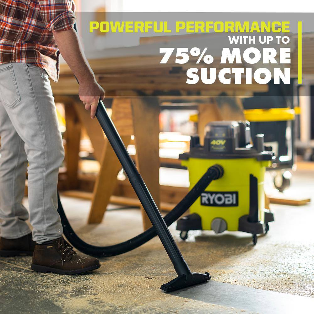 RYOBI 40V 10 Gal. Cordless WetDry Vacuum with 40V HP Brushless EZClean 600 PSI Power Cleaner 2.0 Ah Battery and Charger RY40WD01B-RY124052KVNM