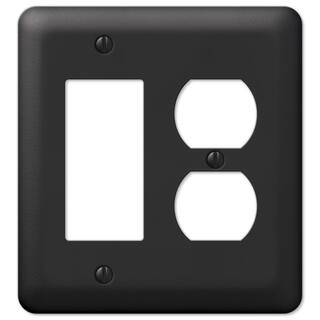 AMERELLE Declan 2 Gang 1-Duplex and 1-Rocker Steel Wall Plate - Black 935RDBK