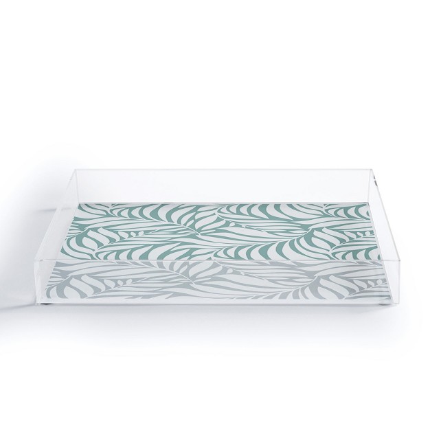 Heather Dutton Flowing Leaves Seafoam Acrylic Tray Deny Designs