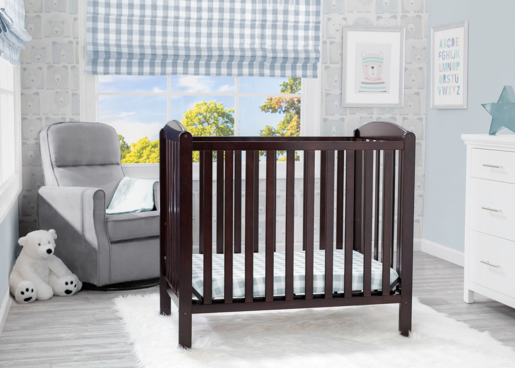 Delta Children Gateway Mini Convertible Baby Crib with 2.75-inch Mattress, Dark Chocolate