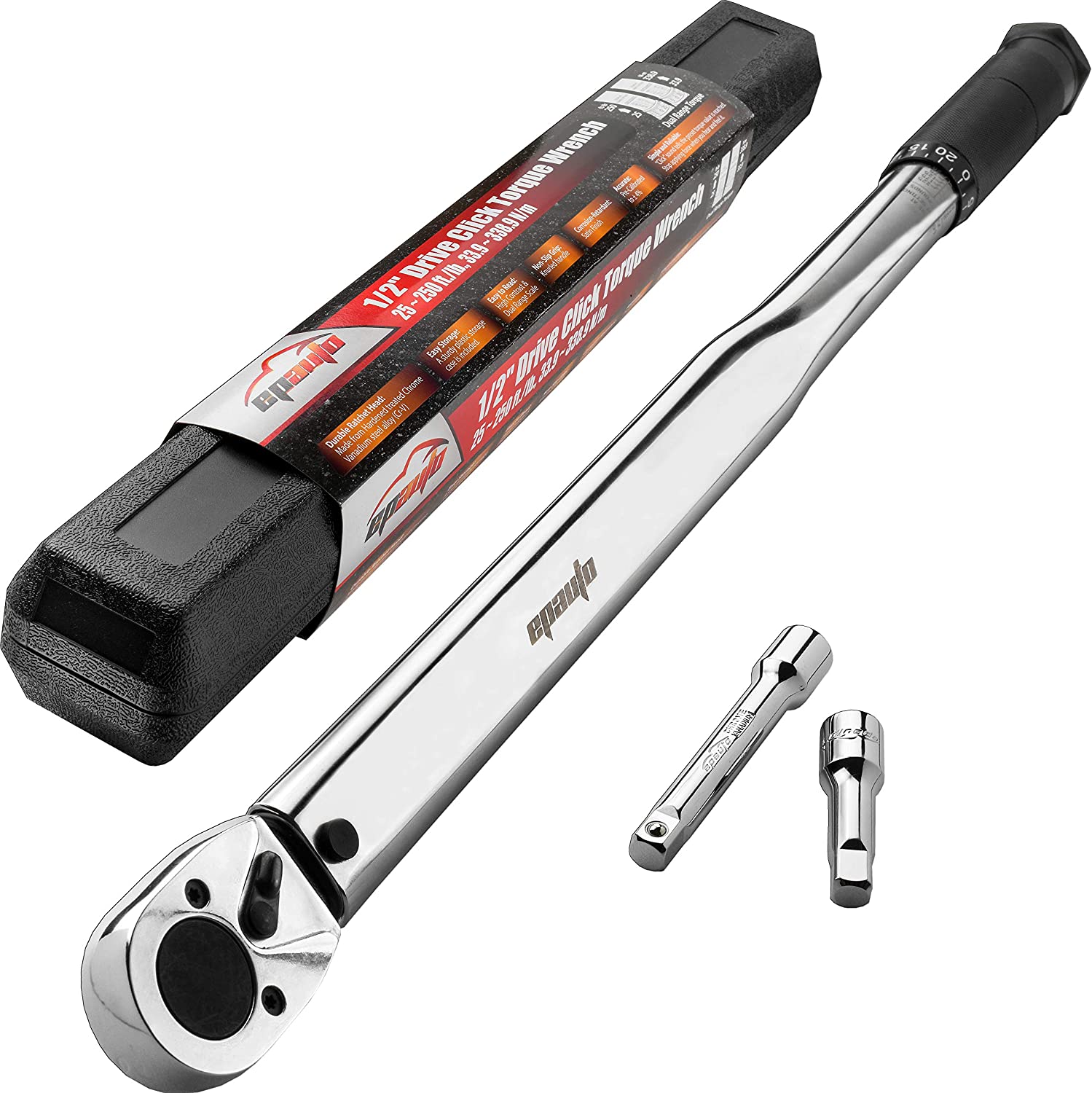 EPAuto 1/2-Inch Drive Click Torque Wrench，25-250 ft.-lb./33.9~338.9 Nm