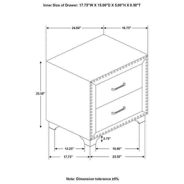 Coaster Furniture Melody 2-drawer Upholstered Nightstand Pacific Blue And Grey - - 37979355