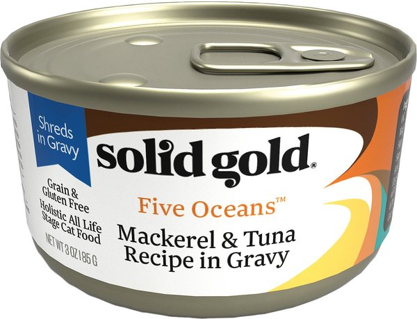 Solid Gold Five Oceans Mackerel and Tuna Recipe in Gravy Grain-Free Canned Cat Food