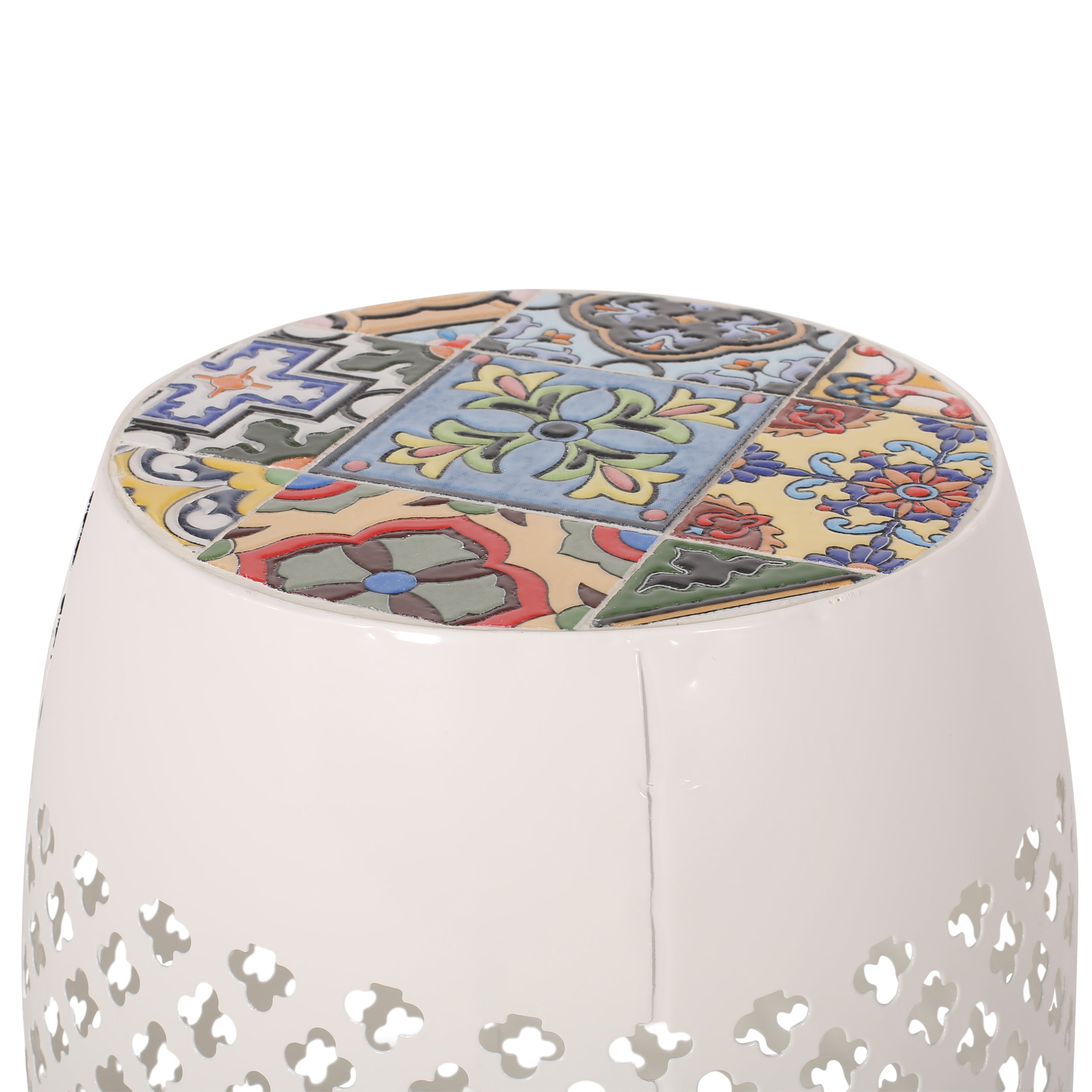 Kalyse Outdoor Lace Cut Side Table with Tile Top