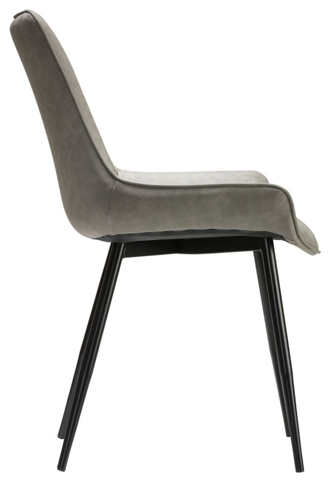 Cortesi Home Ellie Dining Chairs In Gray Faux Leather  Set Of 2   Midcentury   Dining Chairs   by CozyStreet  Houzz