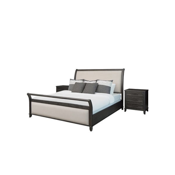 Abbyson Cindi 3 Piece Grey Bedroom Set with Sleigh Bed - - 36883333