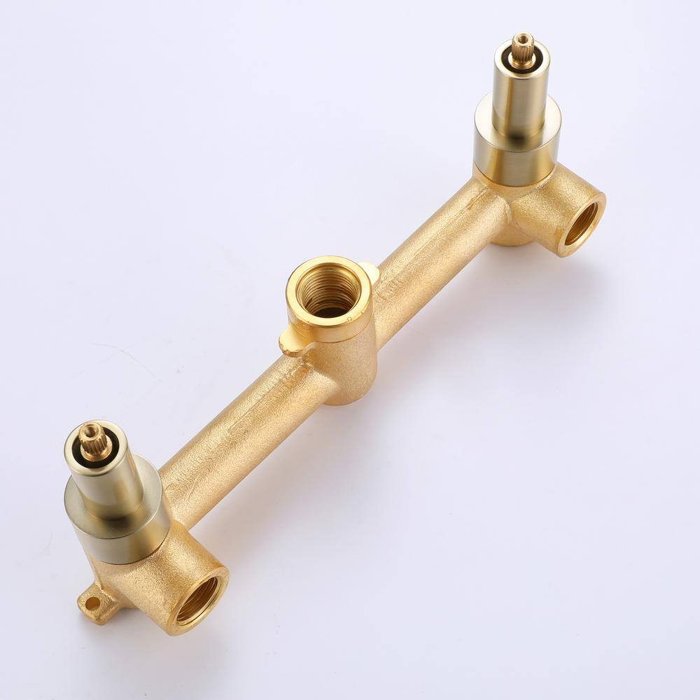 Aurora Decor Amo Wall-Mount Double-Handle Bathroom Faucet in Brushed Gold FAHCHD2ARB0682