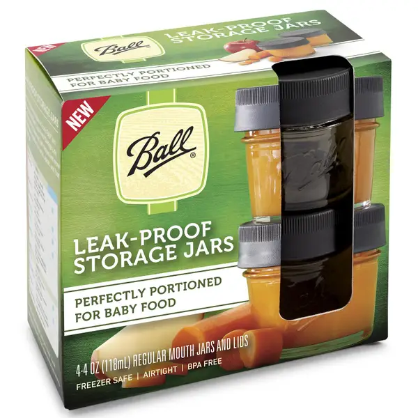 Ball 4-Pack Regular Mouth 1/4 Pint 4 oz Mason Jars with Leak-Proof Storage Lids