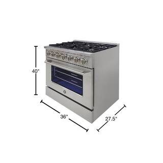 Brama 36 in. 5.2 cu. ft. Gas Range in Stainless Steel BR-36SSGG