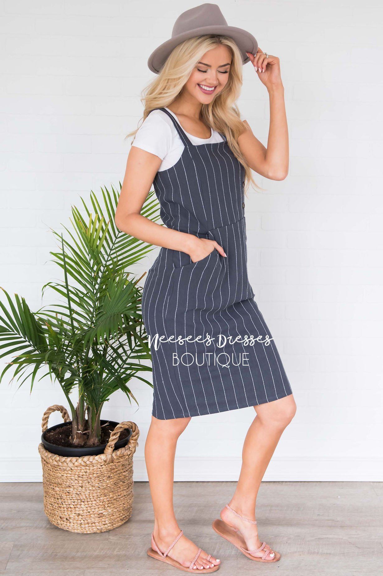 The Zo Striped Overall Dress