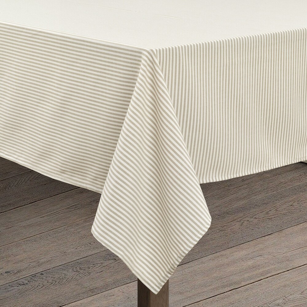 Lush Decor Farmhouse Ticking Stripe Yarn Dyed Tablecloth Neutral  60\