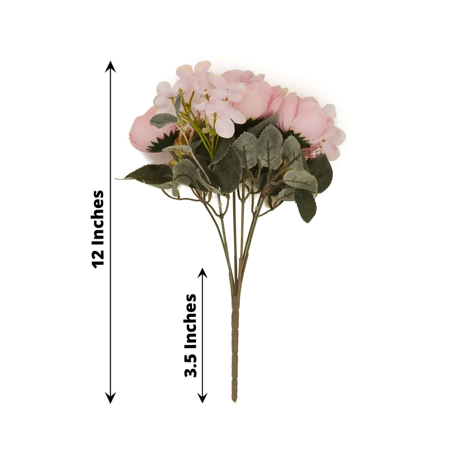 2 Pack Blush Artificial Assorted Peony Flower Bouquets, Silk Floral Arrangements 12