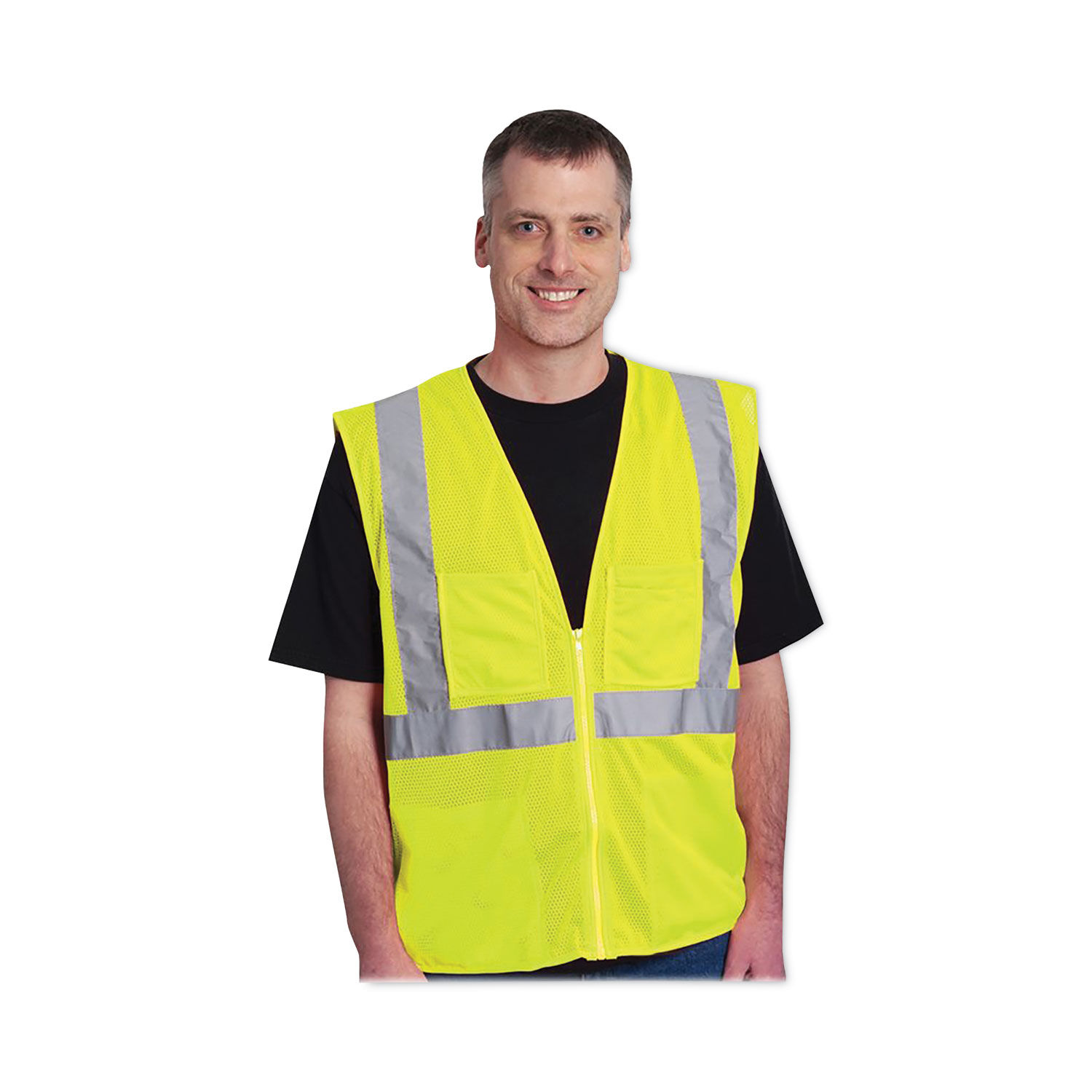 ANSI Class 2 Hook and Loop Safety Vest by PIP PID302MVGLY2X