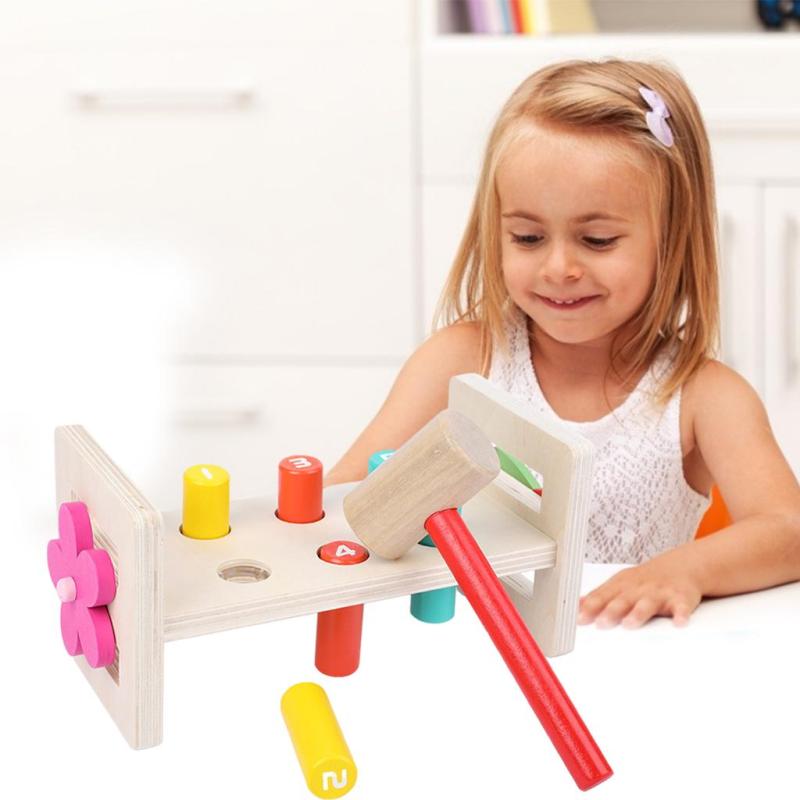 Wooden Toys Pounding Bench with Mallet Move It! Developmental Wooden Toy Deisgned for Children Ages 18+ Months