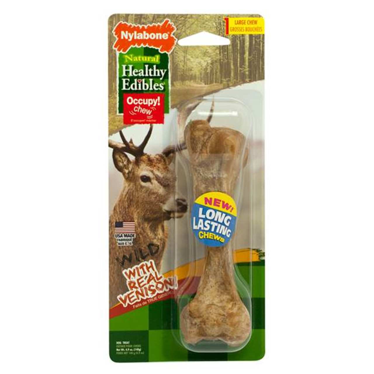 Nylabone Natural Healthy Edibles Wild W/Real Venison Large Dog Treat