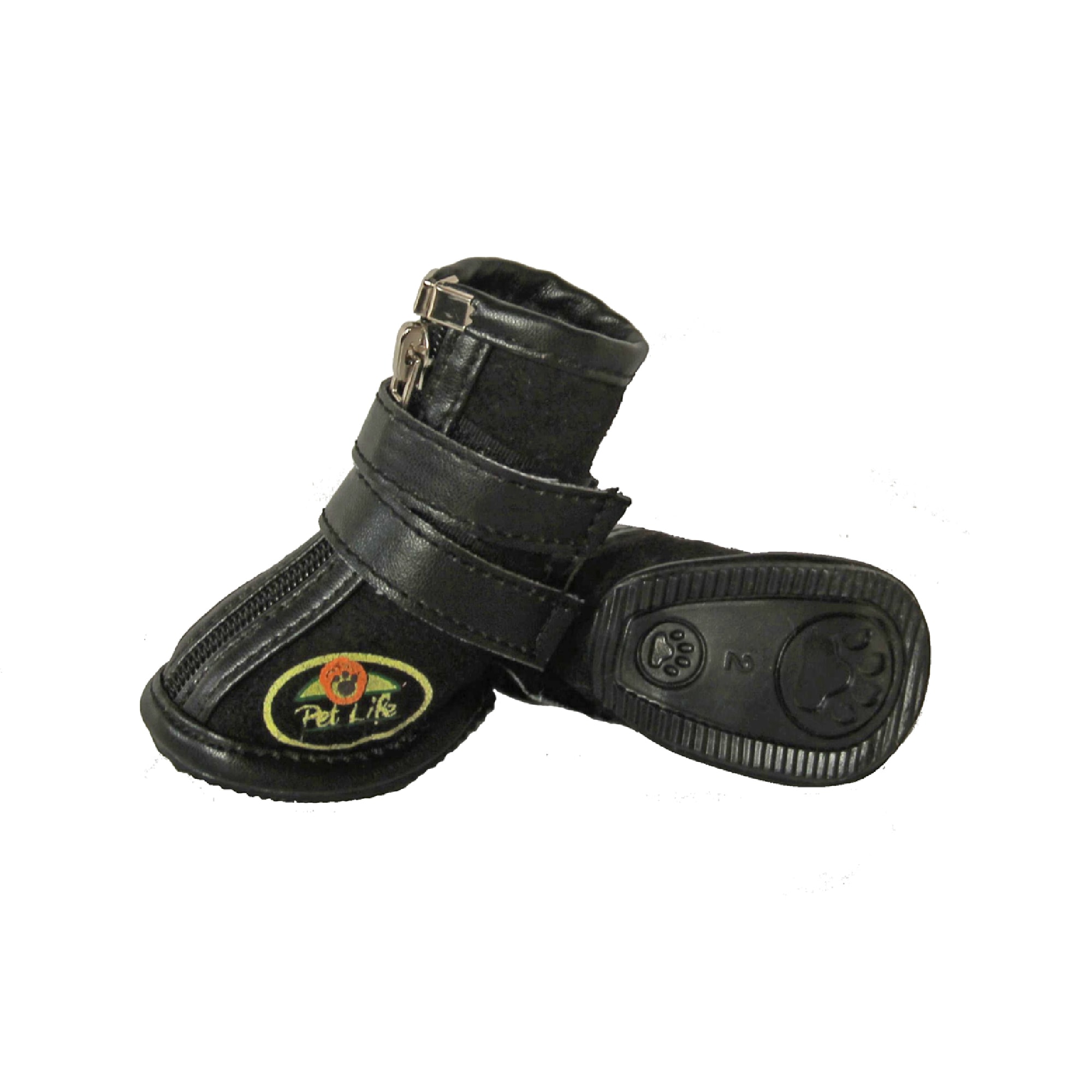 Pet Life Black Suede Shoes Set for Dogs， X-Small