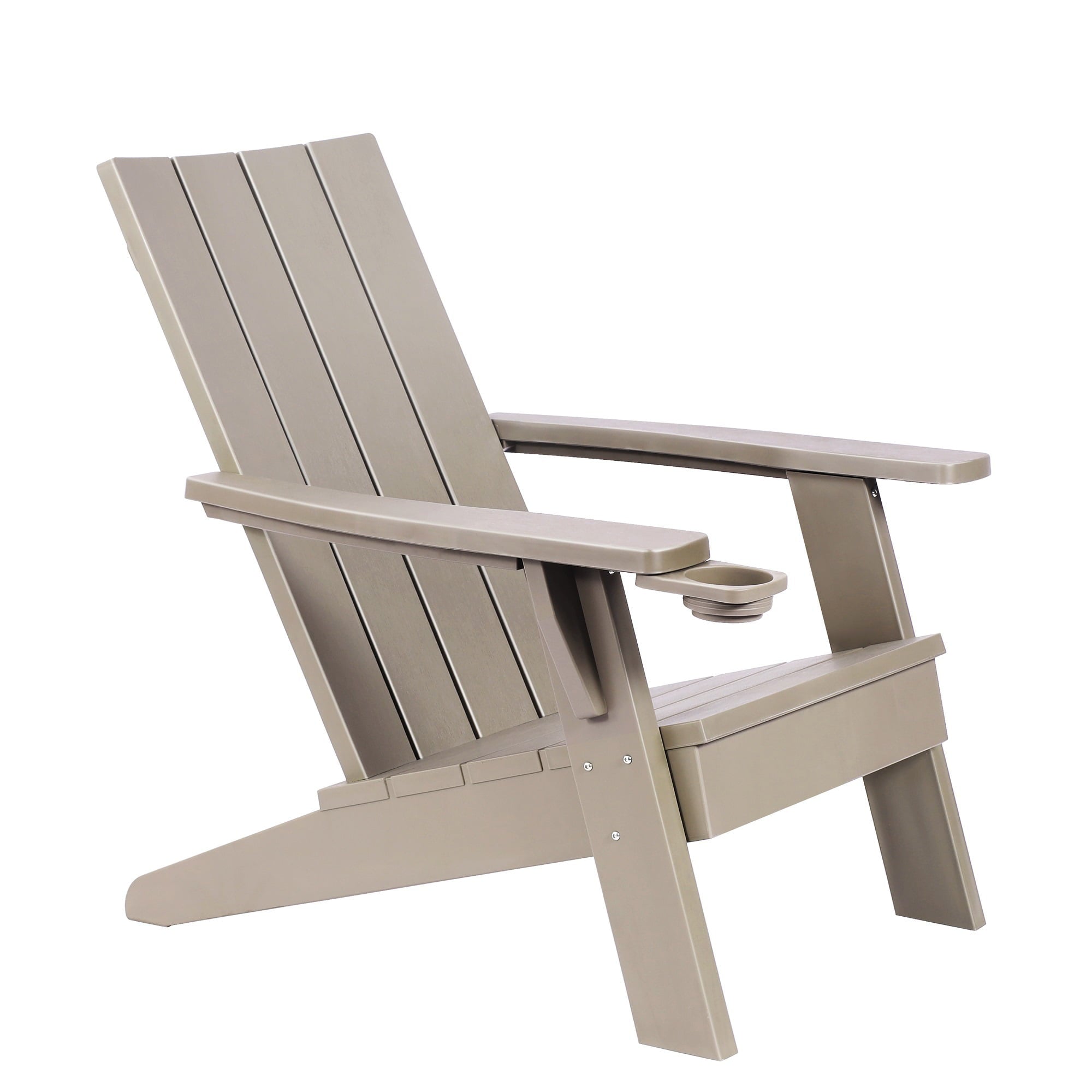 KUTIME | Resin Plastic Adirondack Chair Outdoor Patio Plastic Resin Chair With Cup Holder - Light Brown