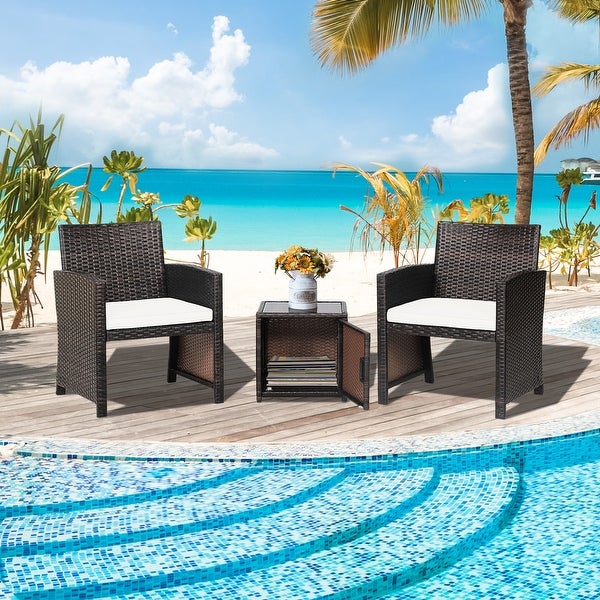 3-Piece Patio Wicker Furniture Set with Storage Table - Overstock - 37357207