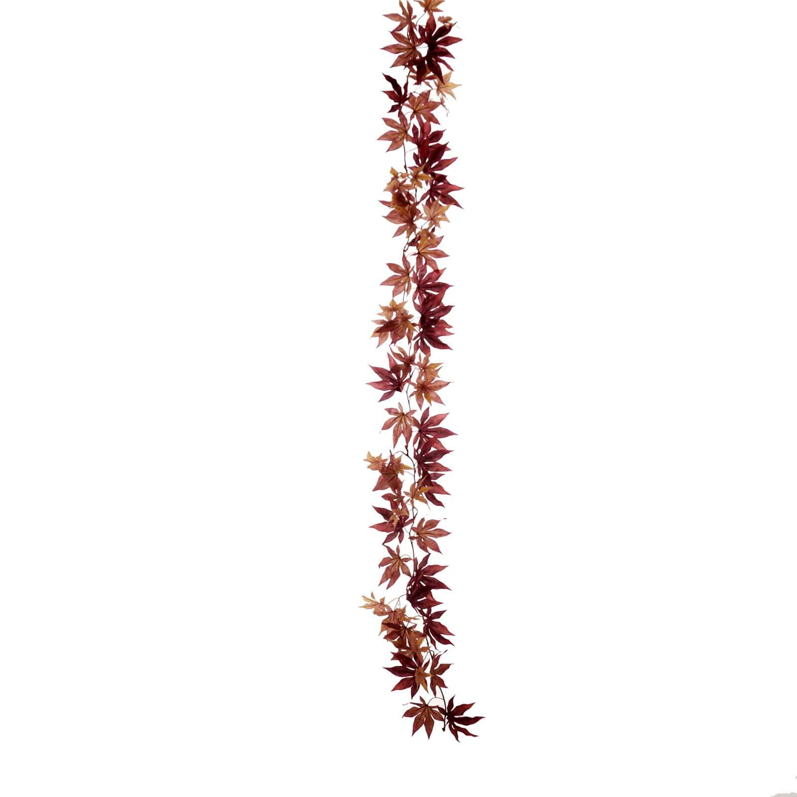 Burgundy Artificial Silk Maple Leaf Hanging Fall Garland Vine 6ft