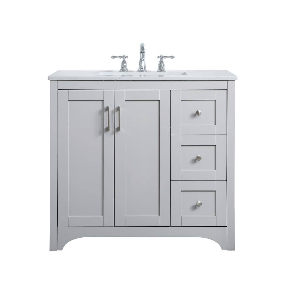 Timeless Home 36 in. W x 22 in. D x 34 in. H Single Bathroom Vanity in Grey with Calacatta Quartz TH34036Grey