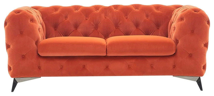 Slader Modern Orange Fabric Loveseat   Contemporary   Loveseats   by Rustic Home Furniture Deco  Houzz