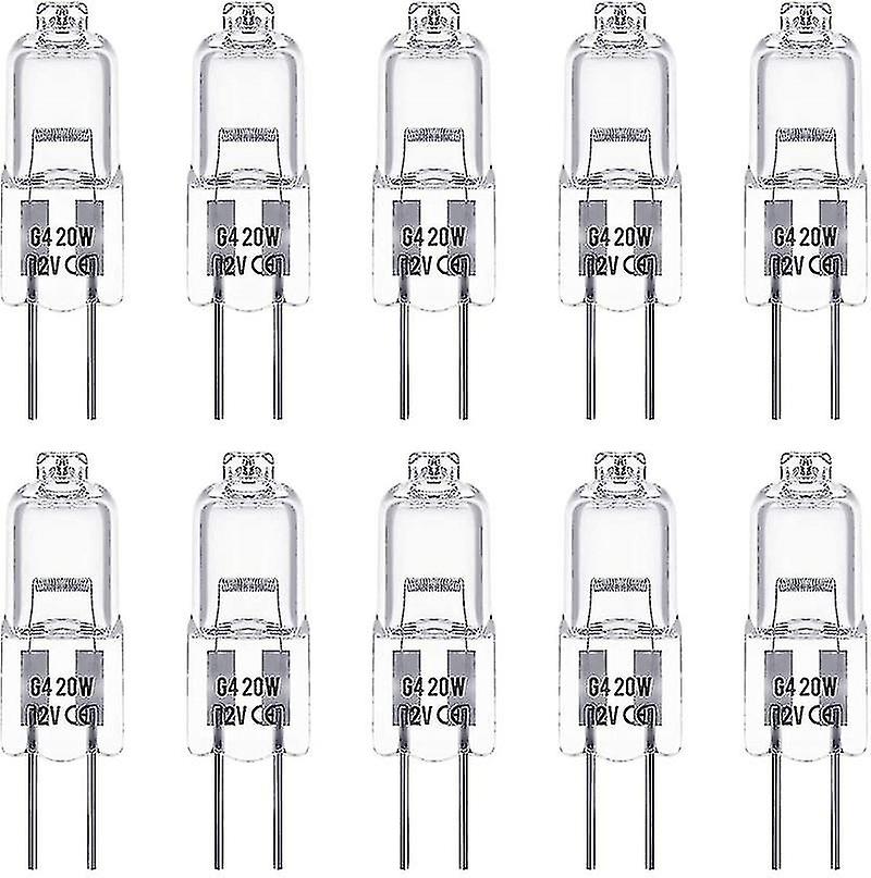 G4 Light Bulbs 20w， 10pcs Crystal Clear Halogen Bulb 2 Pin， 12 Volt 20 Watt Bi-pin Capsule Xenon Bul