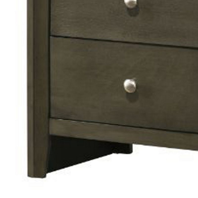 Nightstand with 2 Drawers and Panel Base Support， Gray