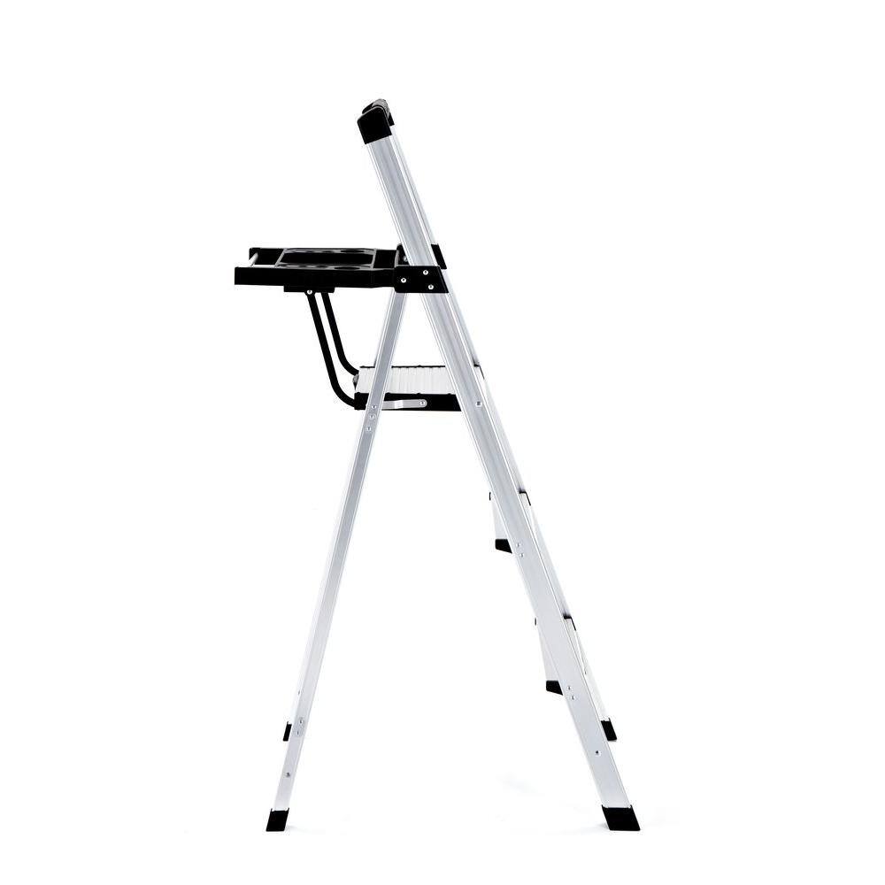 Rubbermaid 3-Step Aluminum Step Stool with Project Tray 250 lb. Load Capacity Type I Duty Rating RMA-3XST-COM