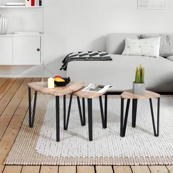 Nesting Coffee Table， Set of 3 Stacking End Tables - 22