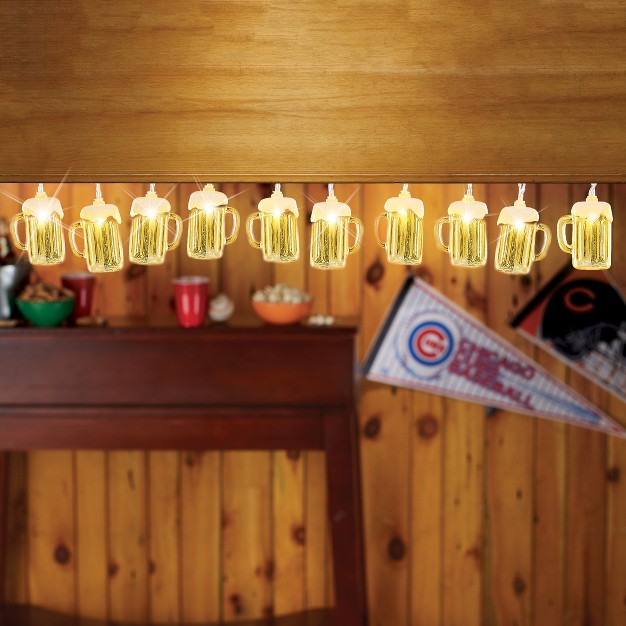 Collections Etc Battery operated Foam topped Beer Mug String Lights 10 Ft