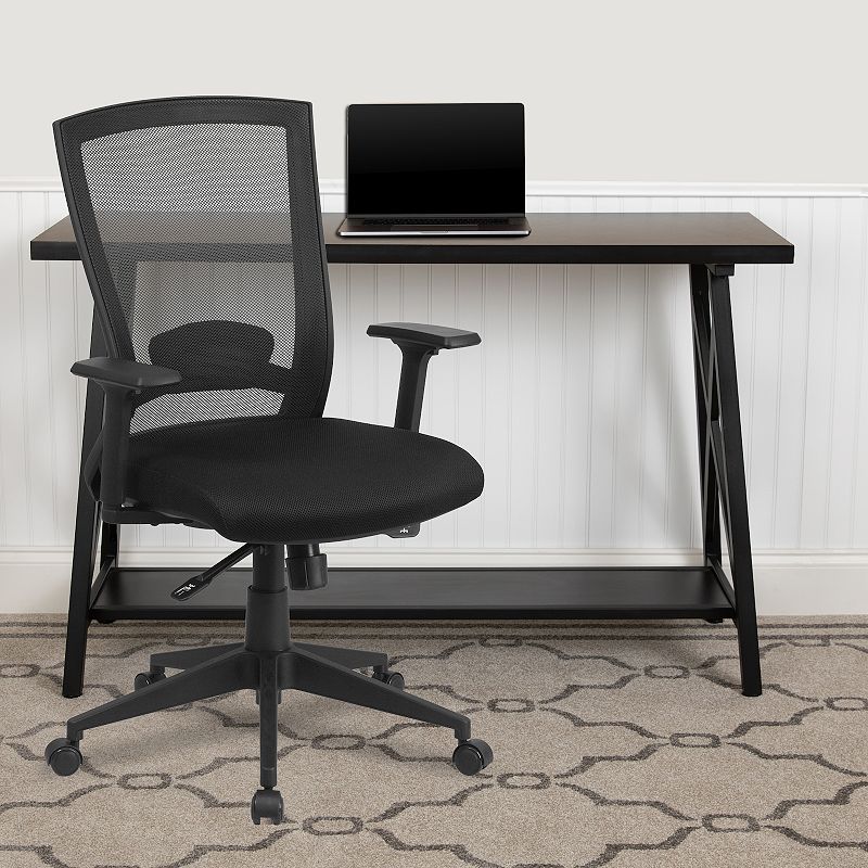 Emma and Oliver Mid-Back Black Mesh Swivel Ergonomic Office Chair Back Angle Adjustment and Arms