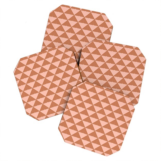 June Journal Triangular Lines In Terracotta Set Of 4 Coasters Deny Designs