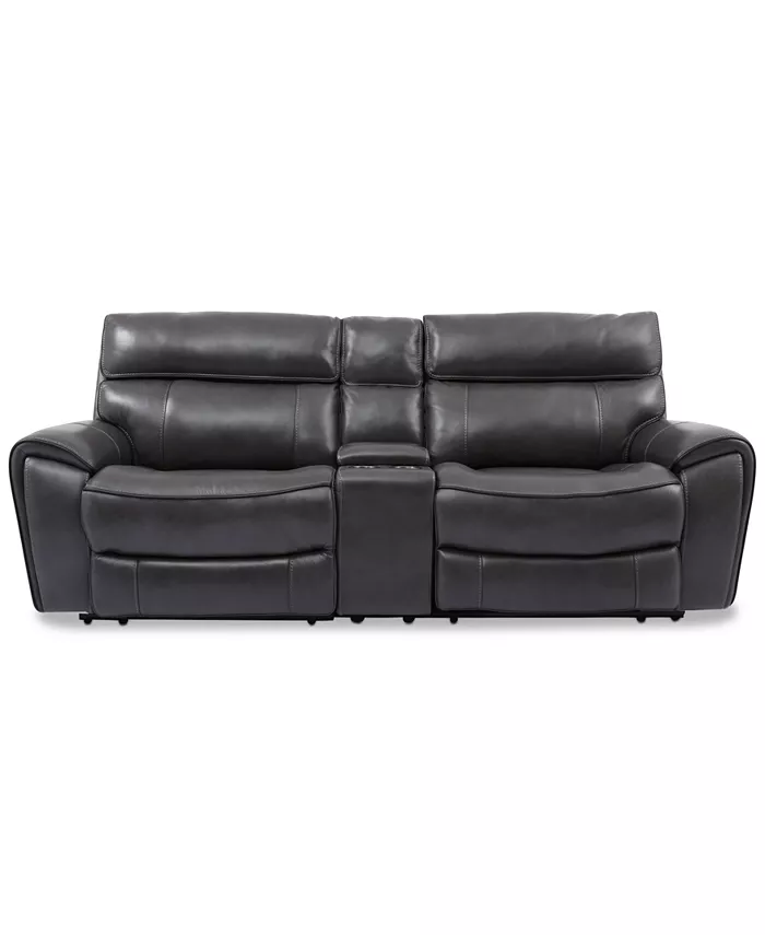 Furniture CLOSEOUT! Hutchenson 3-Pc. Leather Sectional with 2 Power Recliners Power Headrests and Console