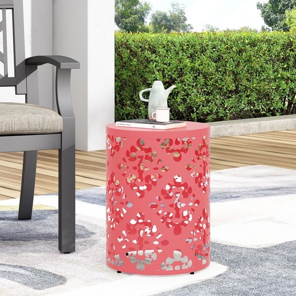 Metal end Table Outdoor Side Table for Patio，Concrete Side Table Tree Stump Side Table，Garden Stool Side Table