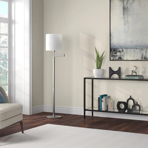 Moby Swing Arm Floor Lamp with Drum Shade