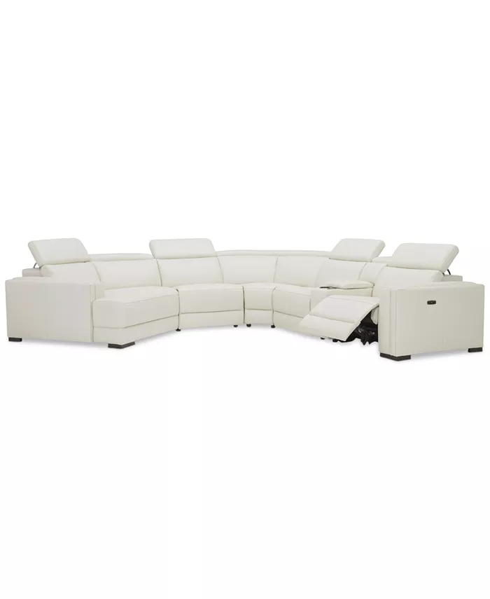 Furniture Jenneth 6-Pc. Leather Sofa with 1 Power Motion Recliner and Cuddler