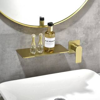 Miscool Rectangular Waterfall Single Handle Wall Mounted Bathroom Faucet in Brushed Gold FASMDH10C415GL