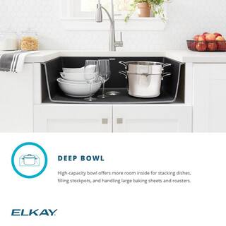 Elkay Classic White Quartz 33 in. Single-Bowl Undermount Kitchen Sink with Filtered Faucet and Accessories ELGRU13322WHFLC