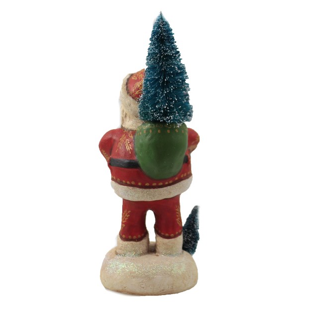 Charles Mcclenning Santa With Bells One Figurine 9 75 Inches Christmas Tree Snow 24150 Polyresin Red