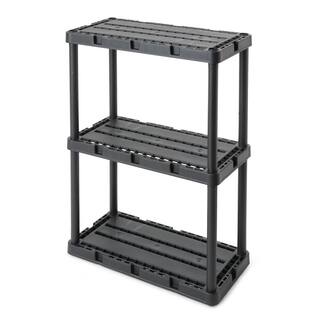 GRACIOUS LIVING 3 Shelf Knect-A-Shelf Solid Light Duty Storage Unit Black 4Pack 4 x 91082-1C