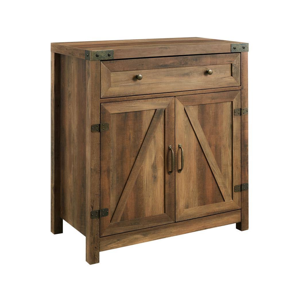 Welwick Designs Barnwood Collection 30 in. Barnwood Accent Cabinet with Barn Doors HD8241