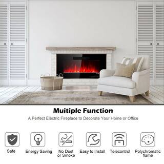 Costway 36 in. W Recessed Electric Fireplace In-Wall or Wall Mounted Electric Heater in Black EP23625