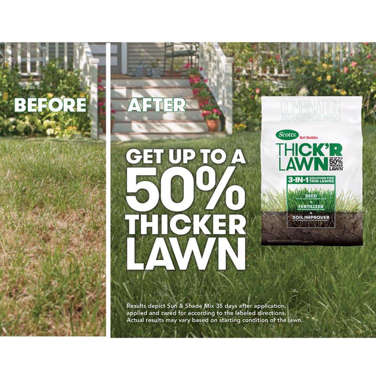 Scotts Turf Builder ThickR Lawn All-Purpose Lawn Fertilizer For Sun/Shade Mix 1200 sq ft