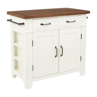 OSP Home Furnishings Urban Farmhouse Kitchen Island White Base with Vintage Oak Top BP-4207-942