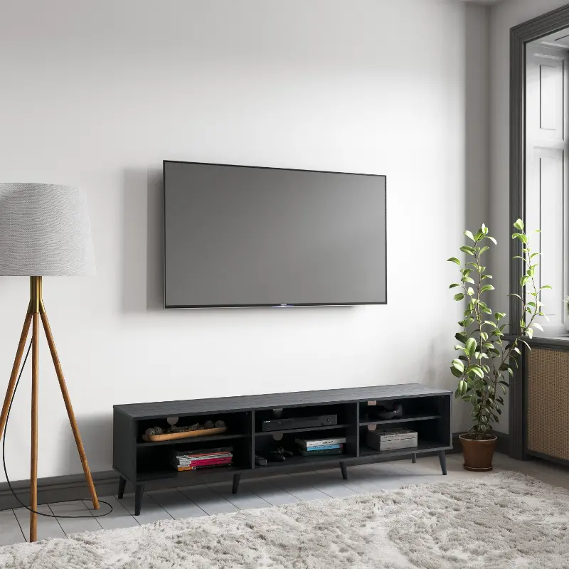 Cole Gray TV Stand with Open Shelves